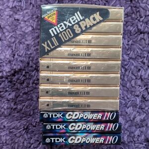 Sealed Maxell XLII 100 Type II High Bias Blank Cassette Tape 8 Pack & 3 TDK 110